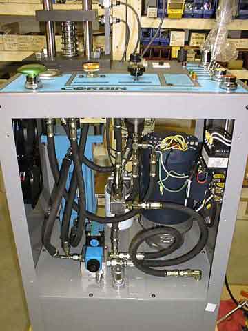 Corbin Hydro Press from front, cabinet cover removed