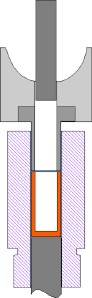 funnel assembly cut-away, before seating