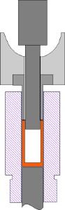 funnel assembly cut-away, max. seating depth